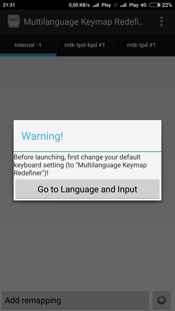 KeyMapRedefiner - pierwsze właczenie